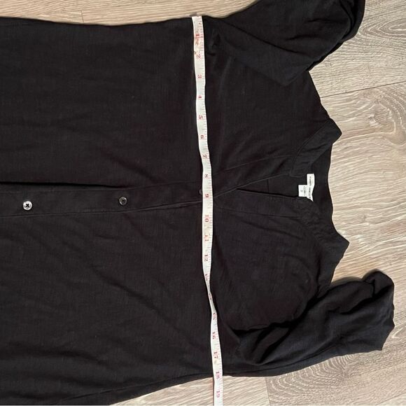 JAMES PERSE Black Jersey Slub Knit Open V Neck Button Down 3/4 SleeveTop M (2) - Picture 5 of 8